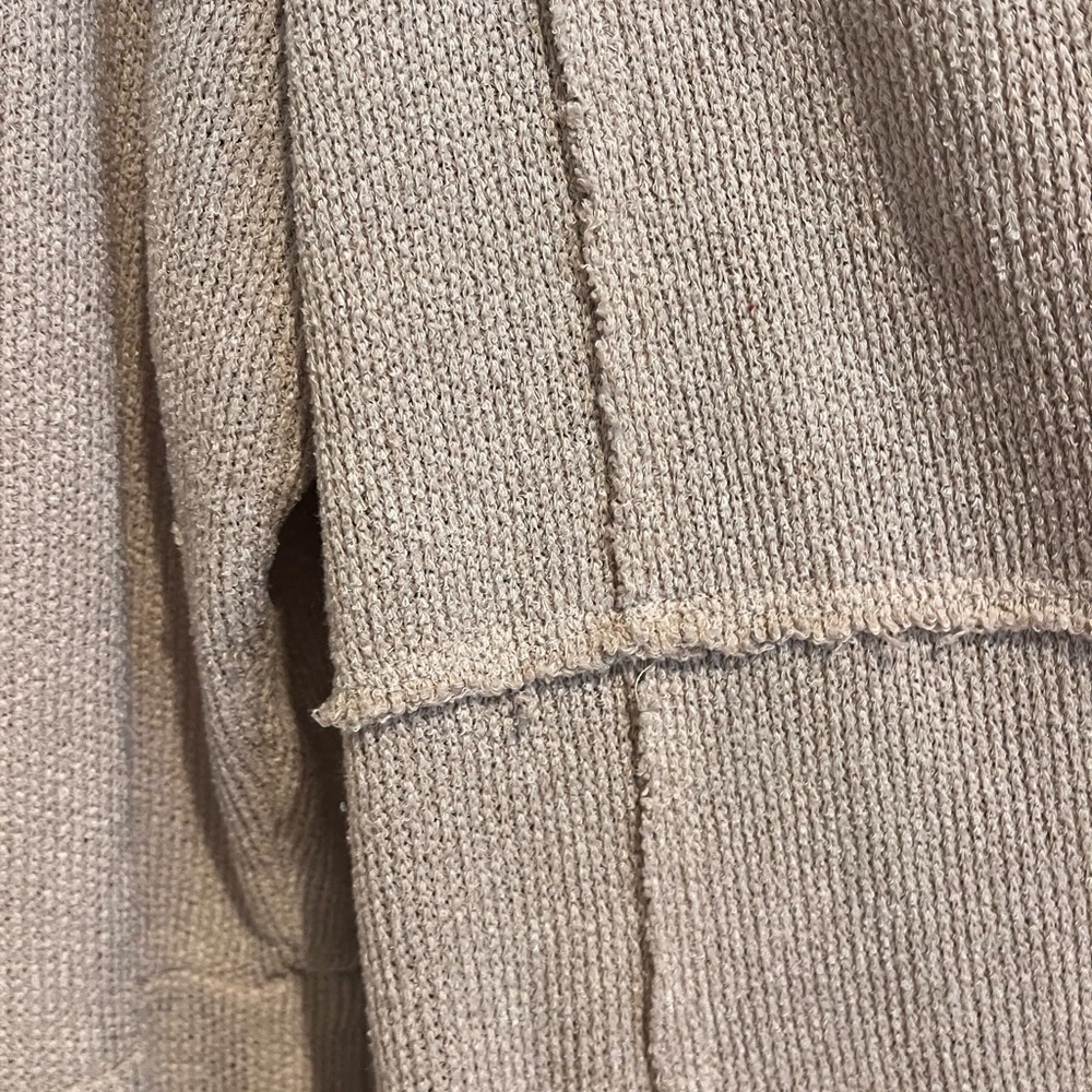 Beige Tan Taupe Long Cardigan Sweater XL Linda Anderson Boho Distressed Lace - Picture 6 of 10